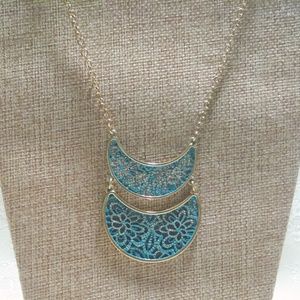 Long Boho Inspired Green Pendant Necklace *